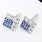 Manžetový gombík, štvorcový, modrý