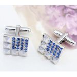 Manžetový gombík, štvorcový, modrý