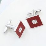 Manžetové gombíky so zirkónovým kryštálom, bordová