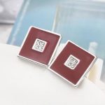 Manžetové gombíky so zirkónovým kryštálom, bordová