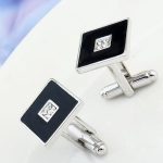 Manžetové gombíky so zirkónovým kryštálom, čierne