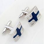 Manžetové gombíky s motívom kríža, modré