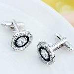 Manžetové gombíky s kryštálom Swarovski, čierne