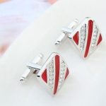 Manžetové gombíky, pruhované, bordové