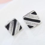 Manžetové gombíky, pruhované, čierne