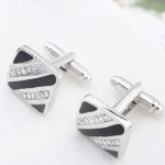 Manžetové gombíky, pruhované, čierne