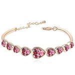 Náramok srdiečko, ružový, zdobený kryštálmi Swarovski