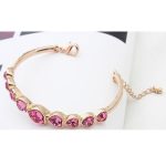Náramok srdiečko, ružový, zdobený kryštálmi Swarovski