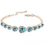 Náramok srdiečko, Aquamarine, zdobený kryštálmi Swarovski