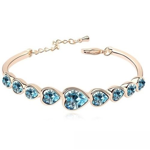 Náramok srdiečko, Aquamarine, zdobený kryštálmi Swarovski