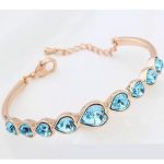 Náramok srdiečko, Aquamarine, zdobený kryštálmi Swarovski