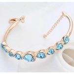 Náramok srdiečko, Aquamarine, zdobený kryštálmi Swarovski