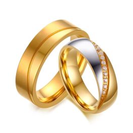   Dámsky snubný prsteň, nerezová oceľ, dve farby, veľkosť 10