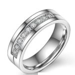 Dámsky snubný prsteň, nerezová oceľ, strieborná, veľkosť 8