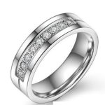 Dámsky snubný prsteň, nerezová oceľ, strieborná, veľkosť 5