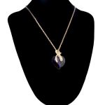 Pozlátený náhrdelník s príveskom srdiečko, fialová