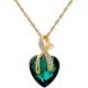 Pozlátený náhrdelník s príveskom srdiečka, zelená
