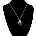 Pozlátený náhrdelník s príveskom srdiečka, modrá