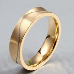 Pánsky snubný prsteň s vlnovkami, nehrdzavejúca oceľ, zlato, veľkosť 9