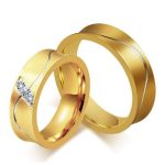 Pánsky snubný prsteň s vlnovkou, nehrdzavejúca oceľ, zlato, veľkosť 11