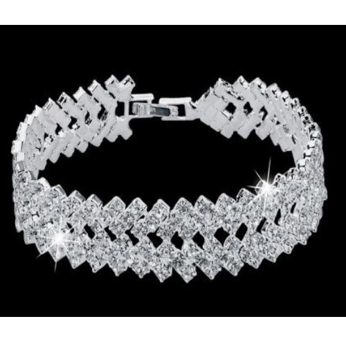 Kryštalický, geometrický náramok, striebornej farby