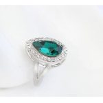 Prsteň v tvare kvapky, Zelený, zdobený kryštálom Swarovski, 7.5