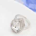 Prsteň v tvare kvapky, Crystal, zdobený kryštálom Swarovski, 6.5