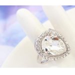 Prsteň v tvare kvapky, Crystal, zdobený kryštálom Swarovski, 6.5