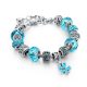Postriebrený, korálkový náramok, tyrkys