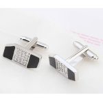 Manžetové gombíky s krištáľovou vložkou, čierne