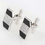 Manžetové gombíky s krištáľovou vložkou, čierne