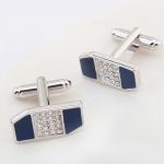Manžetové gombíky s krištáľovou vložkou, modré