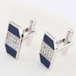 Manžetové gombíky s krištáľovou vložkou, modré