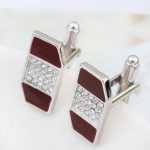 Manžetové gombíky s krištáľovou vložkou, bordové