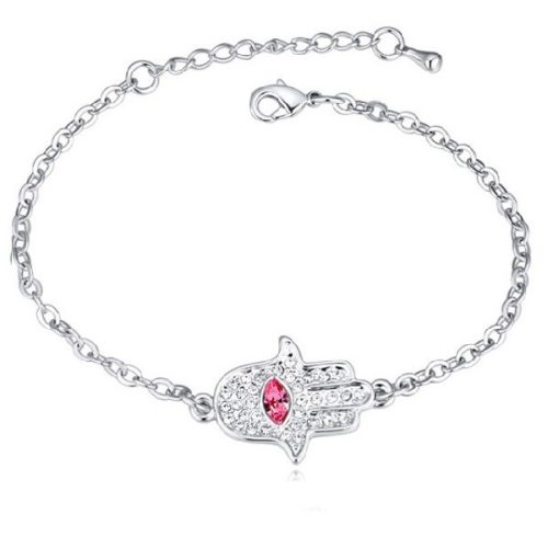 Náramok Hand of Fatima zdobený kryštálmi Swarovski, Ruža
