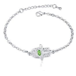   Náramok Hand of Fatima zdobený kryštálmi Swarovski, Peridot