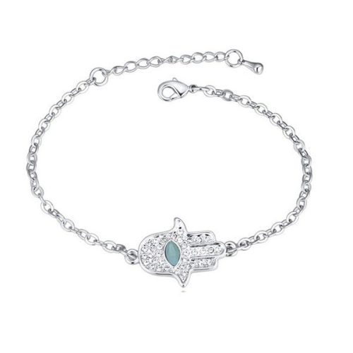 Náramok Hand of Fatima zdobený kryštálmi Swarovski, Opál