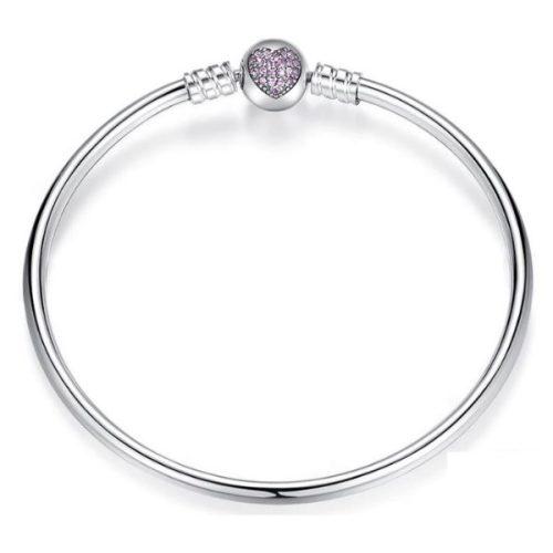 Strieborný náramok s motívom srdca, 21 cm