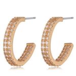 Okrúhle náušnice s kamienkami, trblietavé zlato