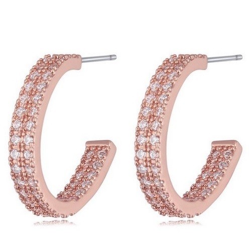 Okrúhle náušnice s kamienkami, Rosegold, ružové zlato