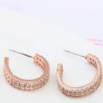 Okrúhle náušnice s kamienkami, Rosegold, ružové zlato