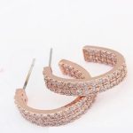 Okrúhle náušnice s kamienkami, Rosegold, ružové zlato