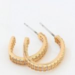 Okrúhle náušnice s kamienkami, trblietavé zlato