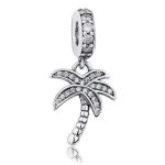 Strieborný prívesok palma so zirkónovými kamienkami, biela