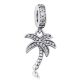 Strieborný prívesok palma so zirkónovými kamienkami, biela