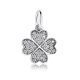 Strieborný ďatelinový prívesok so zirkónovými kamienkami, biely