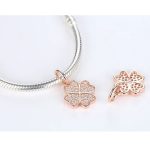 Strieborný ďatelinový prívesok so zirkónovými kamienkami, ružové zlato, ružové zlato