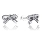 Strieborné náušnice v tvare mašle