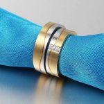 Pánsky snubný prsteň, nerezová, dvojfarebná vlna, veľkosť 12