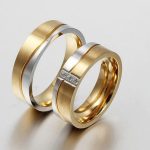 Dámsky snubný prsteň, nerezová, dvojfarebná vlna, veľkosť 7